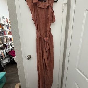 Eva Franco One Shoulder Rust Dress